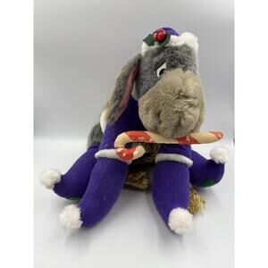 DISNEY Eeyore Holly 12” Plush Christmas Santa Hat Candy Cane  Winnie Pooh